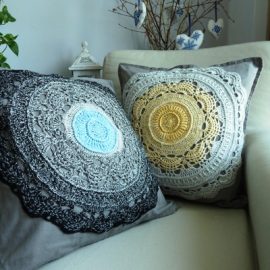 Pillow: Crochet Circle in a Square